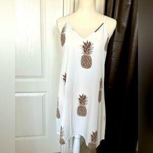 White pineapple summer dress sz small